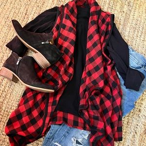 Tickled Teal Red and Black Buffalo Plaid Vest